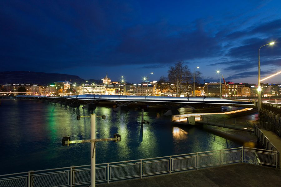 Conception lumière passerelle lac léman